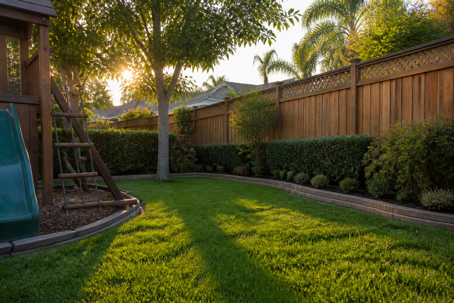 Backyard fence line searched on a one-time cleanup